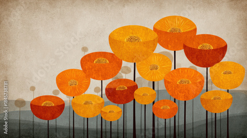 Retro floral background from the 1970s design era