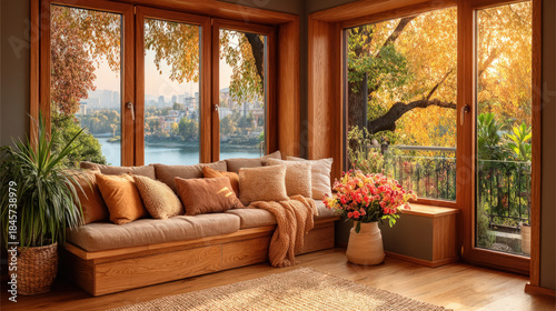 Salon with panoramic window...