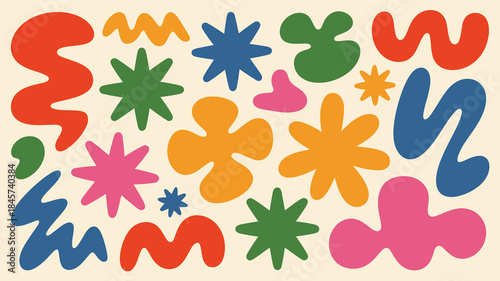 Bild auf Leinwand Colorful Playful Shapes Background for Creative Designs