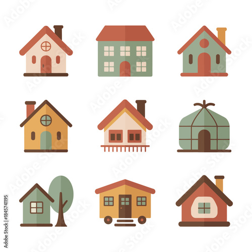 Eco industry icon set, factory recycling plant storage tank energy symbols, sustainable production, flat vector illustration