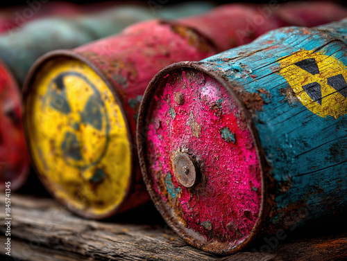 Toxic waste barrels hazardo...