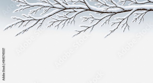 Snow Covered Tree Branches Against a Soft Winter Sky.
