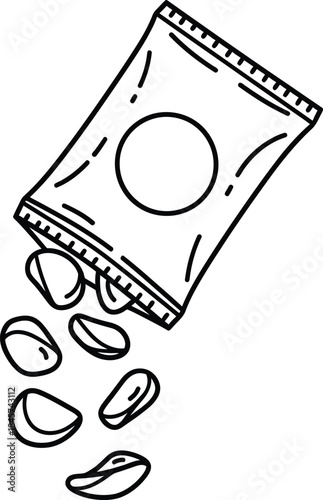 Potato chips pouch outline icons
