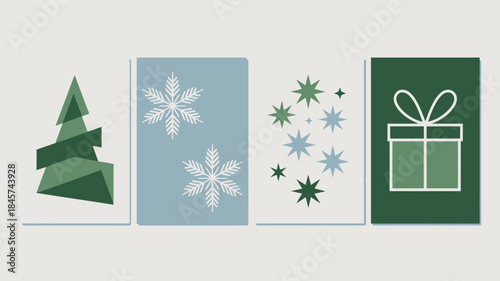 Minimalist Christmas Card Designs with Holiday Icons