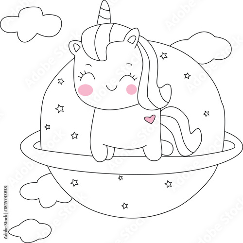 Baby Unicorn coloring page for kids