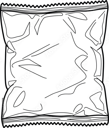 Potato chips pouch outline icons
