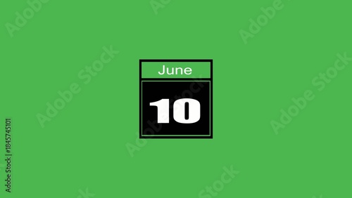 Canvas-taulu Calendar date block showing June tenth with green and Generate title without using the word Title: before it