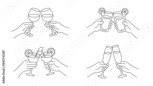 Celebrating with Clinking Glasses Illustration