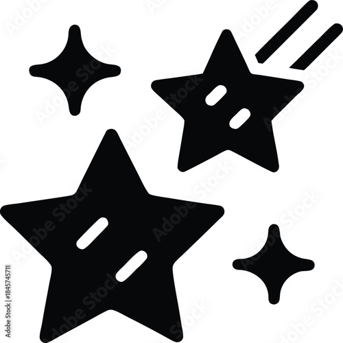 green lucky star line art vector illustration on transparent background