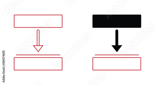 A visual comparison of two process flow diagrams in contrasting colors and styles