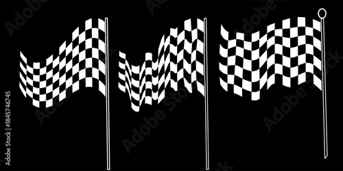 Four racing flag options. Vector racing flag, checkered and black and white.