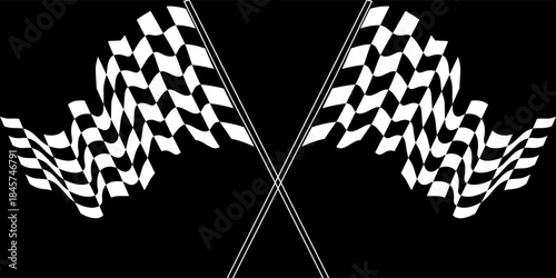 Four racing flag options. Vector racing flag, checkered and black and white.