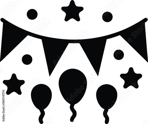 parade celebration banner line art vector illustration on transparent background