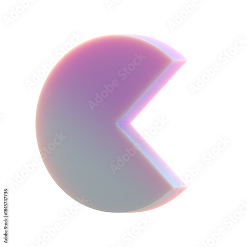 Valokuva 3d gradient pacman abstract shape on an isolated background