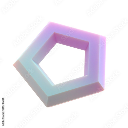 3d gradient pentagon abstract shape on an isolated background