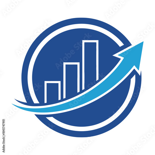 A growing graph icon vector logo with an upward arrow
