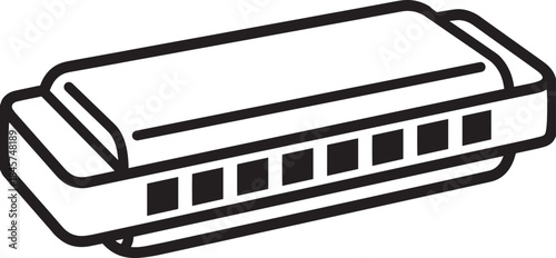 Harmonica musical instrument vector line art illustration simple black outline drawing