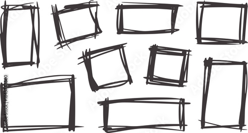 Collection of hand drawn black geometric frames style