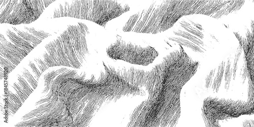 Abstract monochrome textured background with swirling lines and shaded contours resembling sand dunes or wood grain