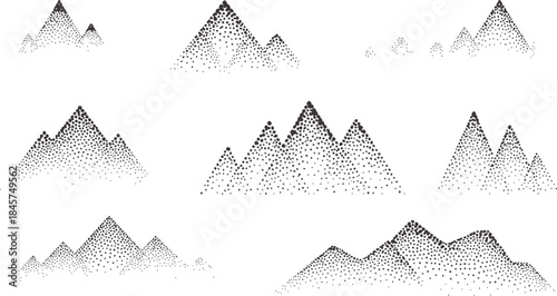 Minimalist black and white triangular dot gradient patterns
