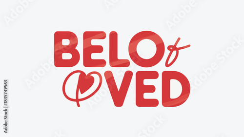 Beloved clean up stacked layout bold typography heart symbol