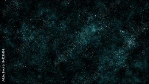 Glittering shiny dust particles. Stars in the cosmic sky of the galaxy. Blue nebula in outer space. Sparkling glowing sparks. Seamless loop background.