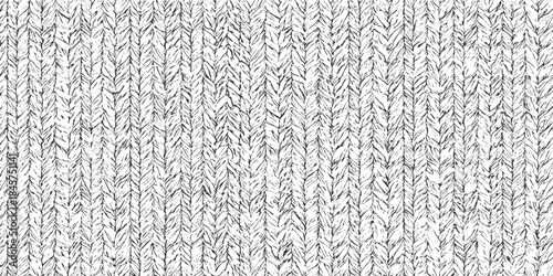 Black and white textured knit fabric pattern with vertical chevron stitch detail and rough surface vector
