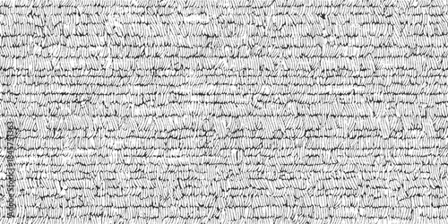 Abstract black and white hand drawn textured pattern of vertical curved lines and dashes vector