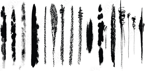 Black Ink Brush Stroke Textures Collection white