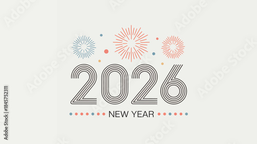 Celebrate 2026 New Year with colorful fireworks and modern design