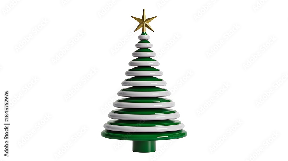 Fototapeta premium Minimal christmas tree decoration isolated on white background 