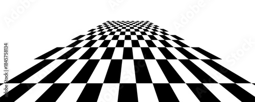 Floor in perspective with checkerboard texture. Empty chess board. Vector illustration.