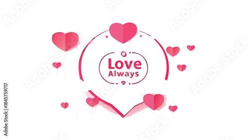 A heart shaped moon with love always lettering in pink a symbol of affection and romance