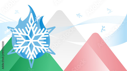 Winter sports, background , peaks in the colors of the Italian flag. Symbols of winter sports competitions - background, banner, vector illustration.