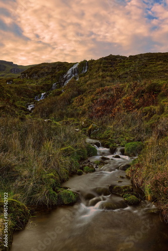 Bride's Veil Falls, small but scenic roadside waterfall next to the A855 road from Portree to Uig, on the left bank of Loch Leathan. Skye-Scotland-173