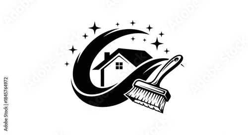Creative house cleaning and painting service logo design.