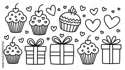 Delightful Valentine's Day cupcakes and gifts with hearts
