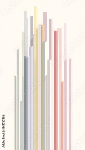 Abstract vector background with elegant vertical stripes in pastel pink, yellow, and blue, creating a modern pattern
