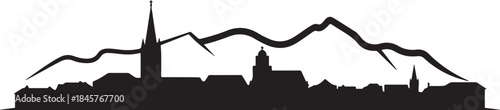 Chur with Switzerland Skyline Silhouette. design Vector black silhouette