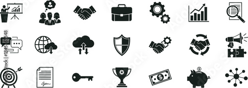 Collection of business and finance related icons