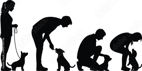 Dog Training Progression Silhouette Sequence With Person And Puppy untitled