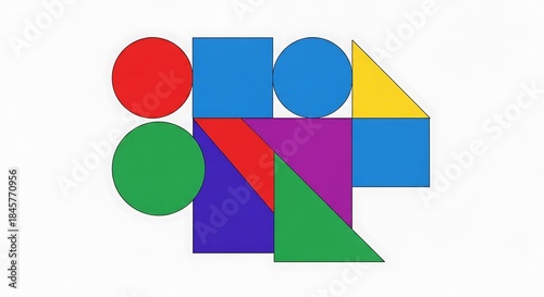 Free Download Colorful Geometric Shapes Arranged in Abstract Composition. - GFXLoad
