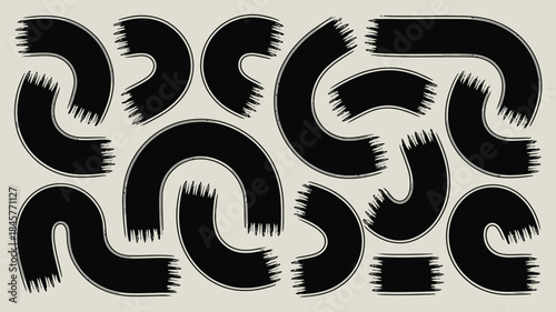 Dynamic black brushstroke design elements