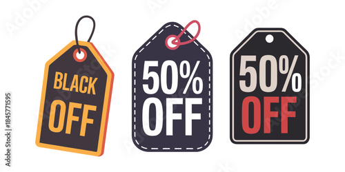 Eye-catching discount tags for big sale promotions and clearance events

