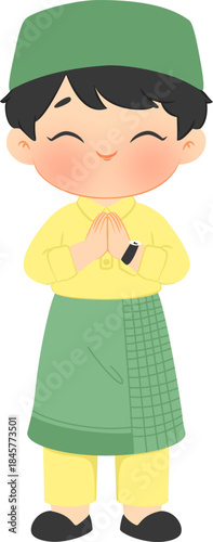 Muslim boy giving salam