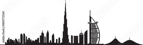 Dubai city UAE amazing. design Vector black silhouette
