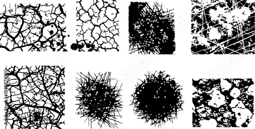 Collection of abstract black grunge textures