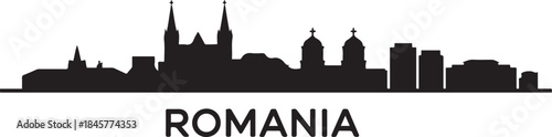 ClujNapoca Skyline Silhouette with Romania. design Vector black silhouette