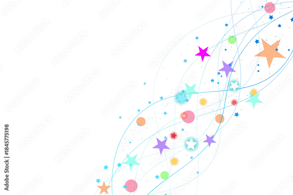 Fototapeta premium Colorful Stars and Swirls with Dots