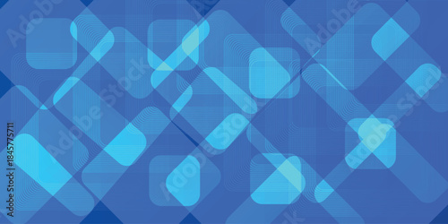 Abstract blue background with glowing geometric lines. Modern blue gradient square shape design. Futuristic technology concept